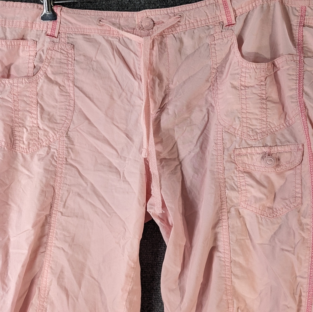 UNION BAY Capri Cargo Pants Juniors Pink Lightweight Tie Pockets - Picture 10 of 16